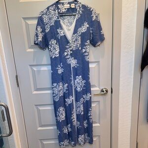 Newport News Blue and White Floral Maxi Dress